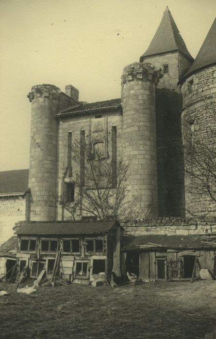 Château du Chillou : Porte fortifiée, élévation sud, vue générale