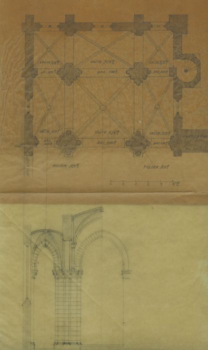 Eglise Saint-Martin : Plan et élévation, vue partielle