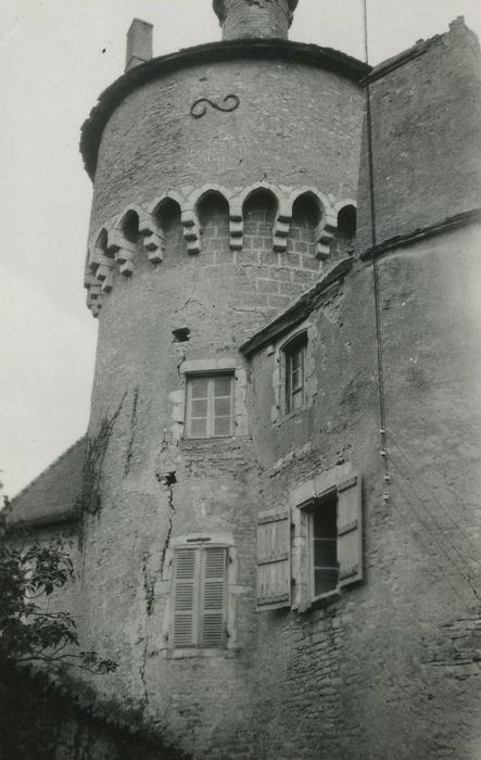 Château : Donjon, face sud, vue partielle