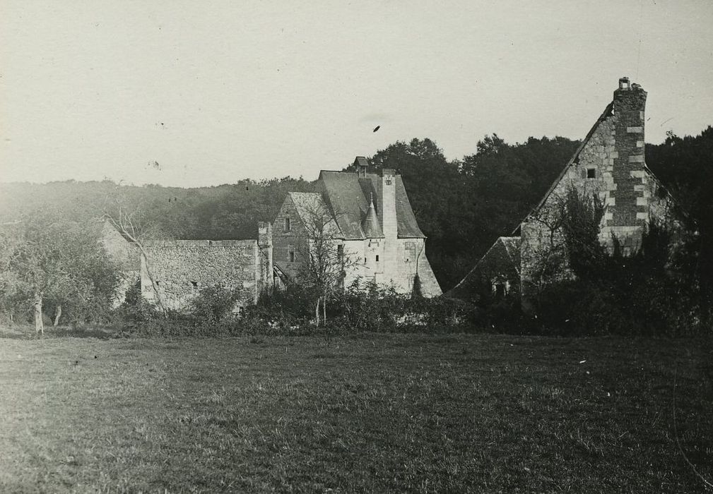 Vestiges de l'abbaye de Turpenay : Vue générale des bâtiments depuis le Nord-Ouest