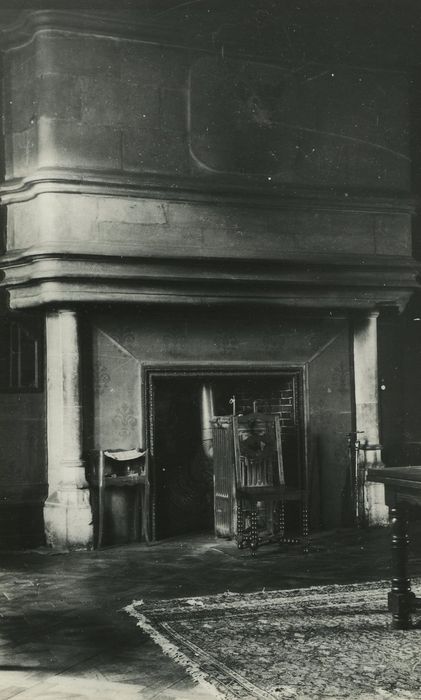 Château de la Motte-Farchat : Salle-à-manger, cheminée  monumentale, vue générale