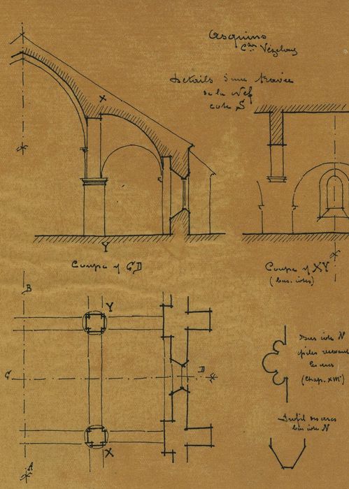 Eglise paroissiale : Coupes, plans, détails