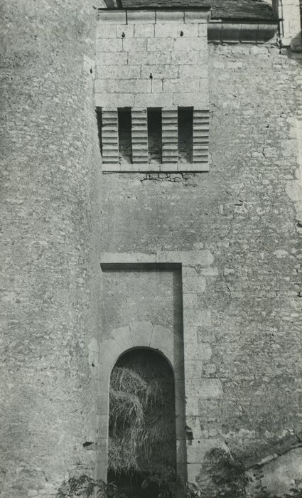 Château de Retournay : Façade sud, détail de la porte et de sa bretêche