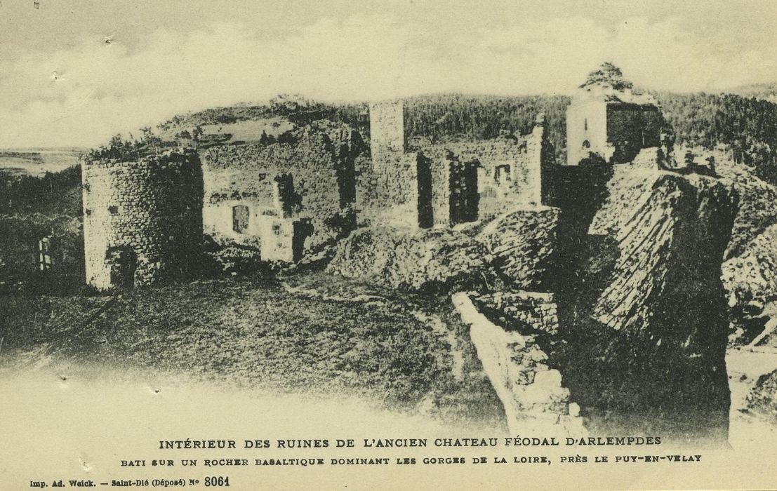 Restes du Château fort : Vue générale des ruines depuis le Sud