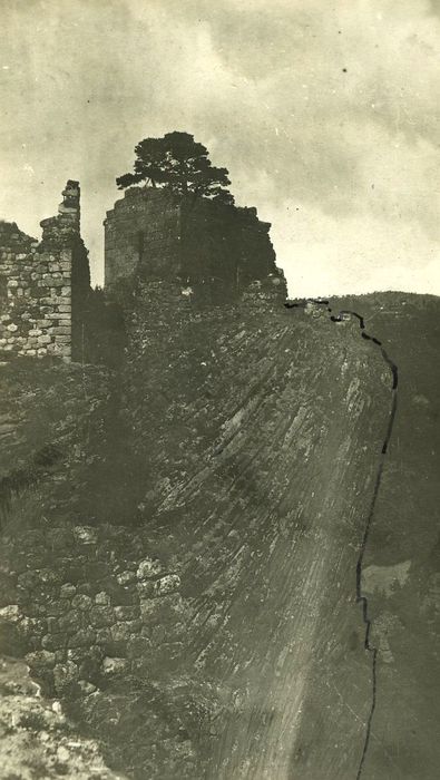 Restes du Château fort : Ruines de la chapelle castrale depuis le Sud, vue générale