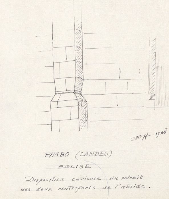 abside du choeur, détail (dessin : encre sur papier)