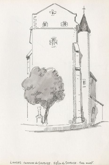 façade ouest (dessin : encre sur papier)