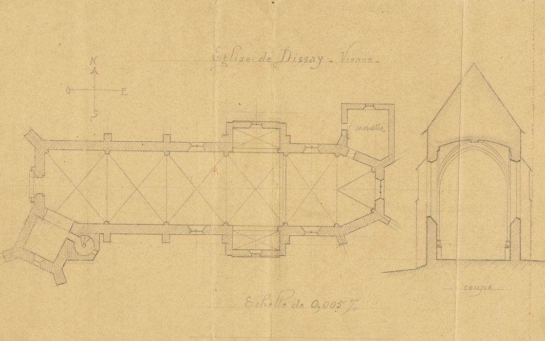 plan, coupe (dessin : Crayon sur papier)