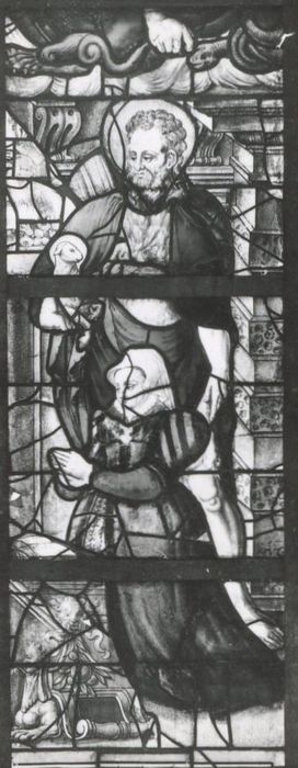 verrière : Saint Jean-Baptiste et une donatrice