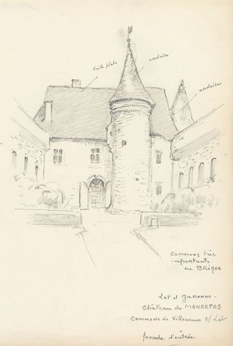 façade nord (dessin : crayon sur papier)