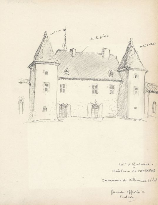 façade sud (dessin : crayon sur papier)