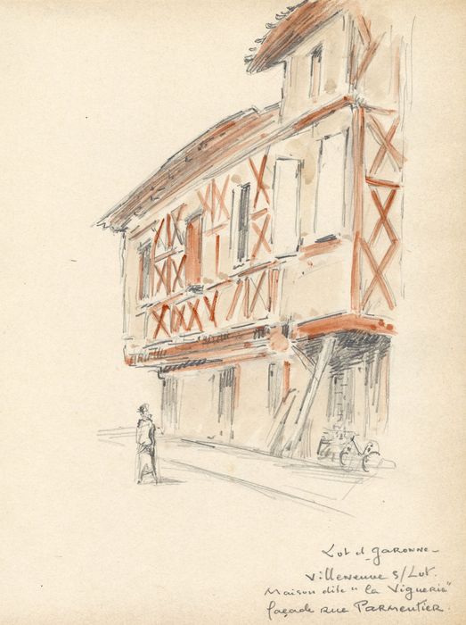 façade sur la rue Parmentier (dessin : crayon sur papier)