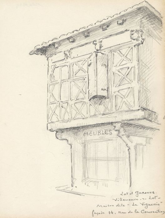 façade sur la rue de la Convention (dessin : crayon sur papier)