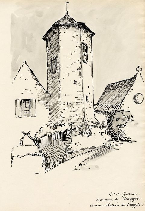 tour de l’ancien château (dessin : encre sur papier)