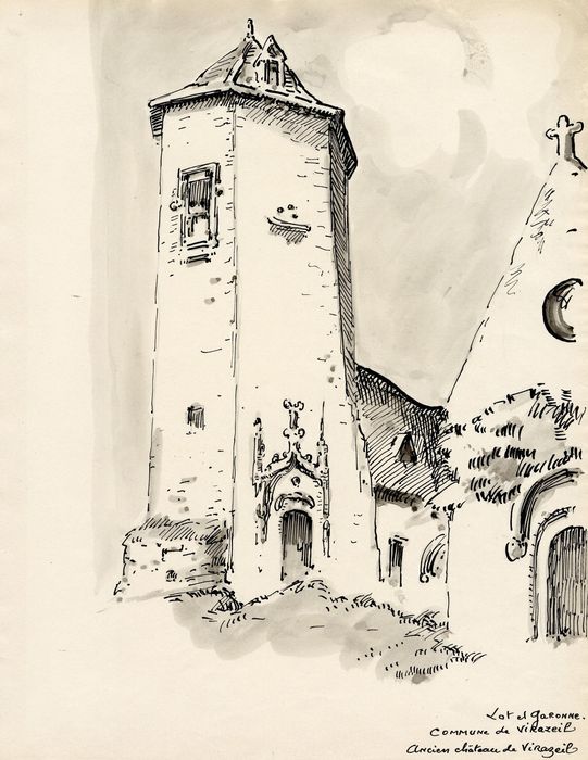 tour de l’ancien château (dessin : encre sur papier)