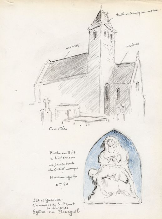 façade latérale nord (dessin : crayon sur papier)