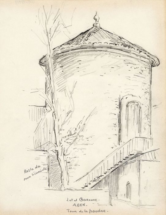 vue générale de la tour (dessin : crayon sur papier)