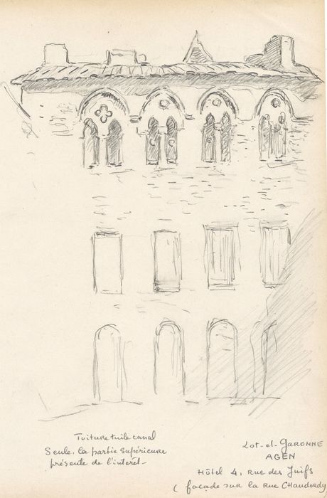 façade sud (dessin : crayon sur papier)