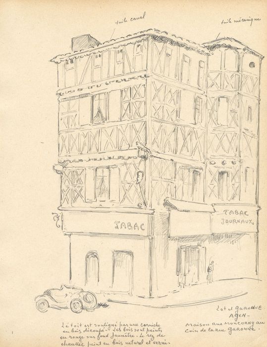 façades sur rues (dessin : crayon sur papier)