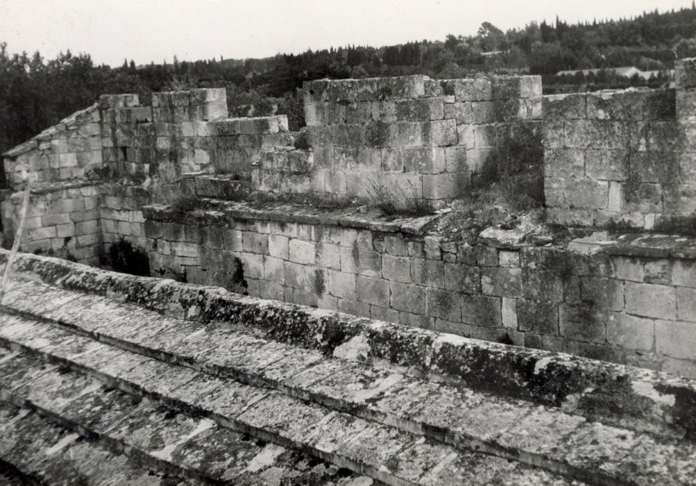 mur fortifié et toiture, vue partielle