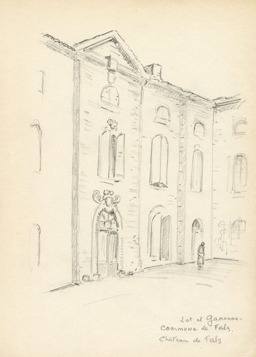 façade est, vue partielle (dessin : crayon sur papier)