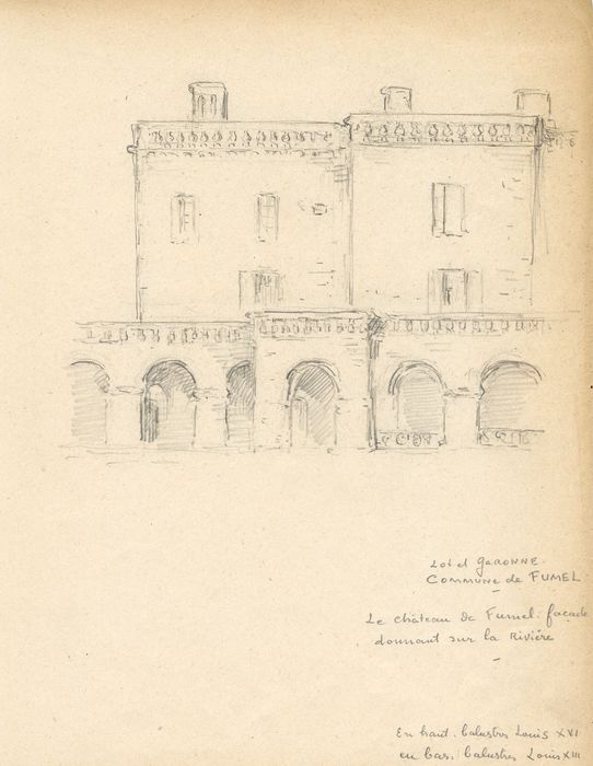 façade sud, vue partielle (dessin : crayon sur papier)