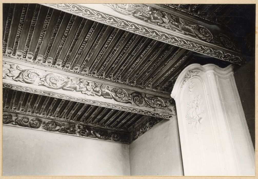 chambre dite de la « Belle Judith », vue partielle du plafond peint à la française