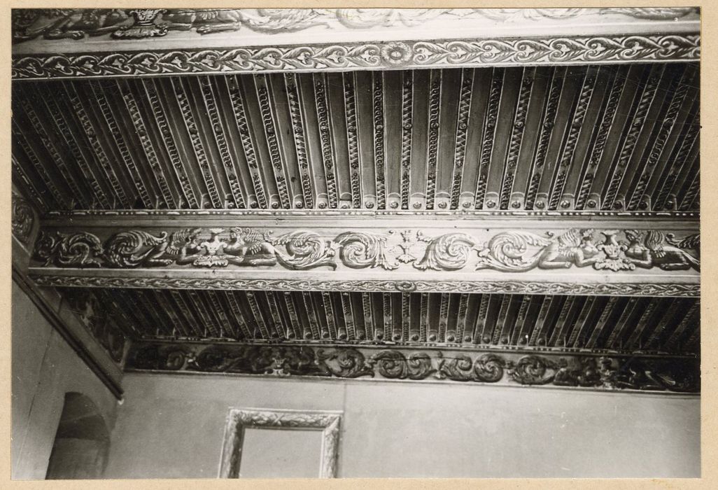 chambre dite de la « Belle Judith », vue partielle du plafond peint à la française
