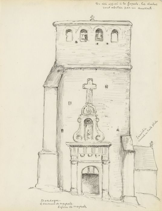 façade ouest (dessin : crayon sur papier)