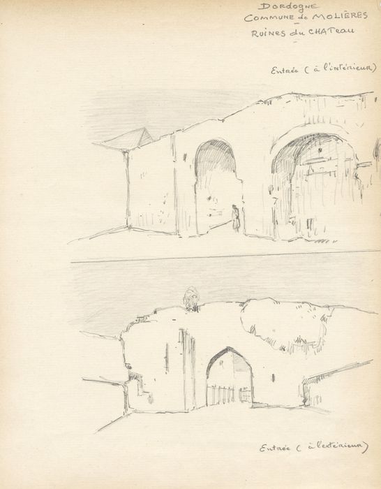 vue partielle des ruines (dessin : crayon sur papier)