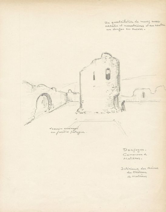 vue partielle des ruines (dessin : crayon sur papier)