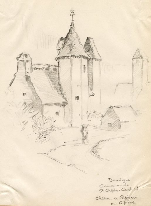 façade sud-ouest (dessin : crayon sur papier)