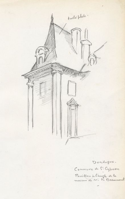 pavillon d’angle (dessin : crayon sur papier)