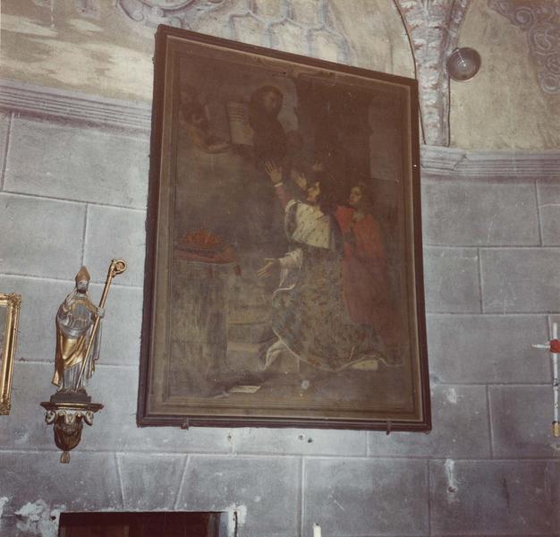 tableau : saint François-d'Assise remettant la règle du tiers ordre à saint Louis et à sainte Elisabeth de Hongrie