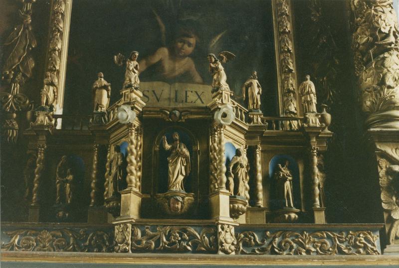 retable, tabernacle du maître-autel, des statuettes, détail du bernacle