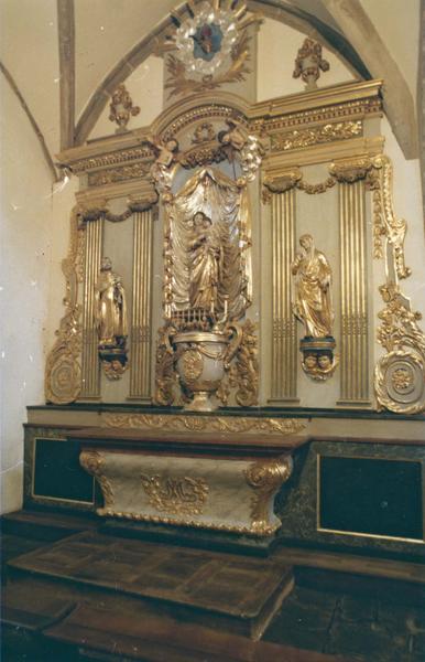 autel, retable, statue : Vierge à l'Enfant, vue  d'ensemble