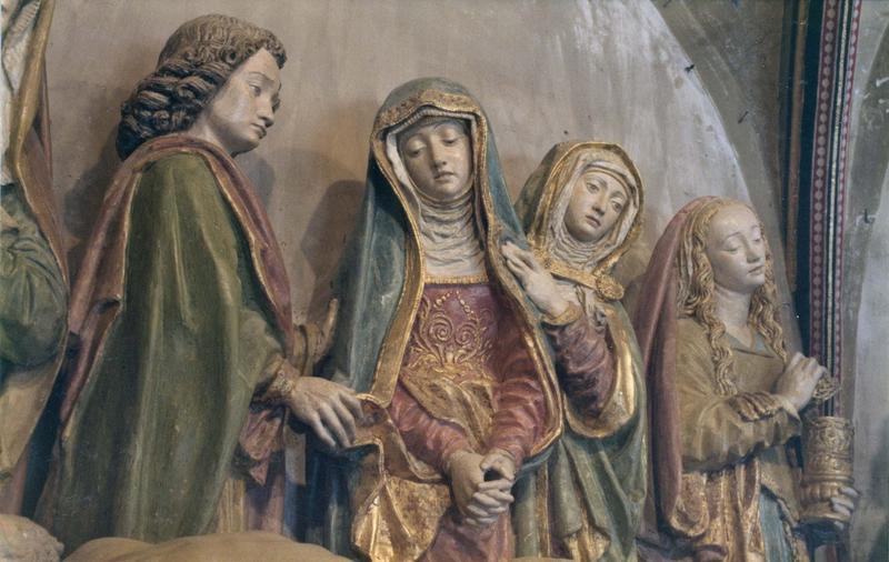 groupe sculpté : la mise au tombeau, saintes femmes et saint Jean