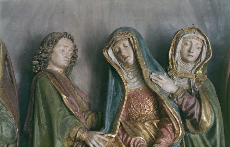 groupe sculpté : la mise au tombeau, Vierge et saint Jean