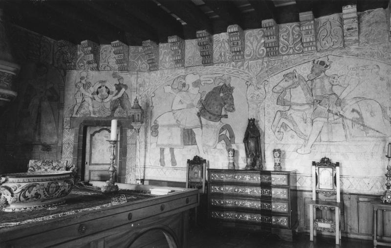 peintures murales : salle des Preux, fresques, Germaine de Foix, écu Foix-Anjony le roi Arthur, Charlemagne