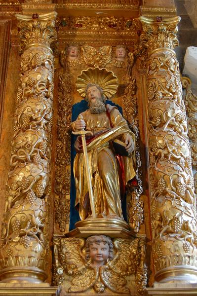 retable du maître-autel, statue : saint Paul, vue générale