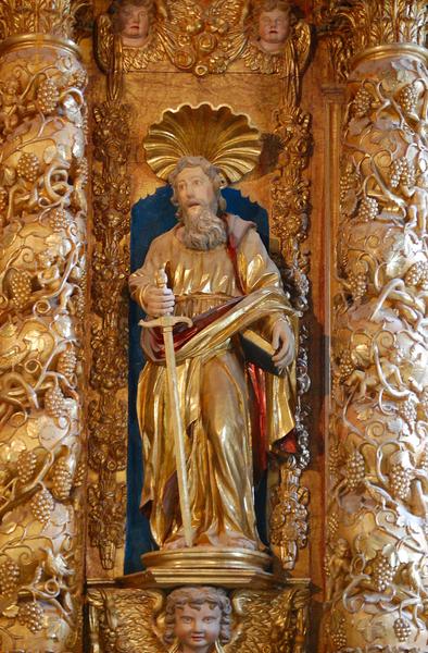 retable du maître-autel, statue : saint Paul, vue générale