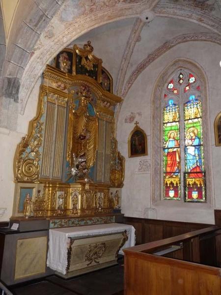 Autel, gradin, tabernacle à ailes et exposition, retable de la Vierge ou du Rosaire