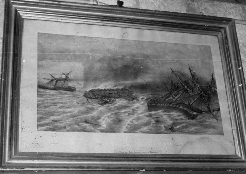 tableau : trois navires, le Tonnerre, la Blanche et l'Andromède, faisant naufrage - © Ministère de la Culture (France), Médiathèque du patrimoine et de la photographie (objets mobiliers), tous droits réservés