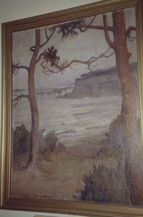 tableau et son cadre : Paysage avec falaise et carrelet