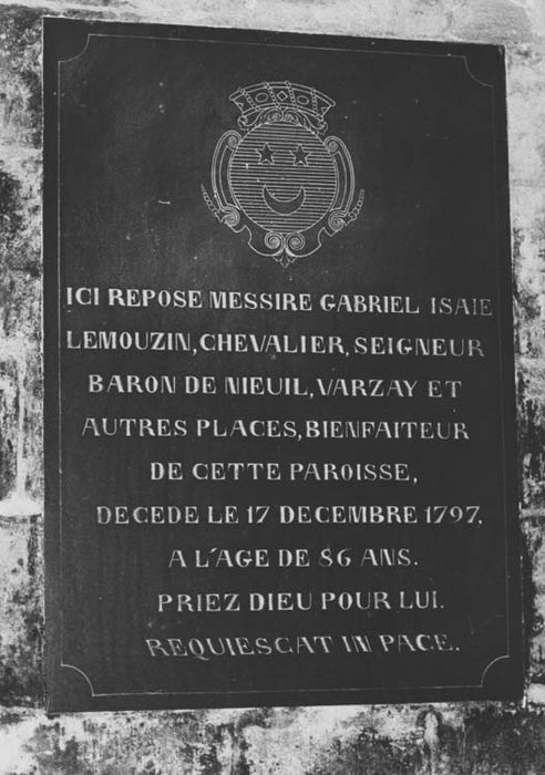 plaque funéraire de Gabriel Isaie Lemouzin