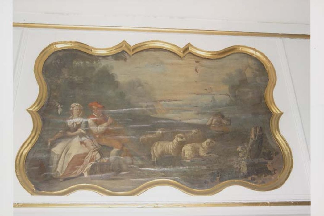 dessus-de-porte : Scène pastorale avec moutons, berger qui joue de la flûte et bergère - © Ministère de la Culture (France), Médiathèque du patrimoine et de la photographie, diffusion GrandPalaisRmn Photo