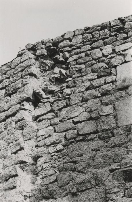 vue partielle des ruines, tourelle d’angle de l’enceinte extérieure