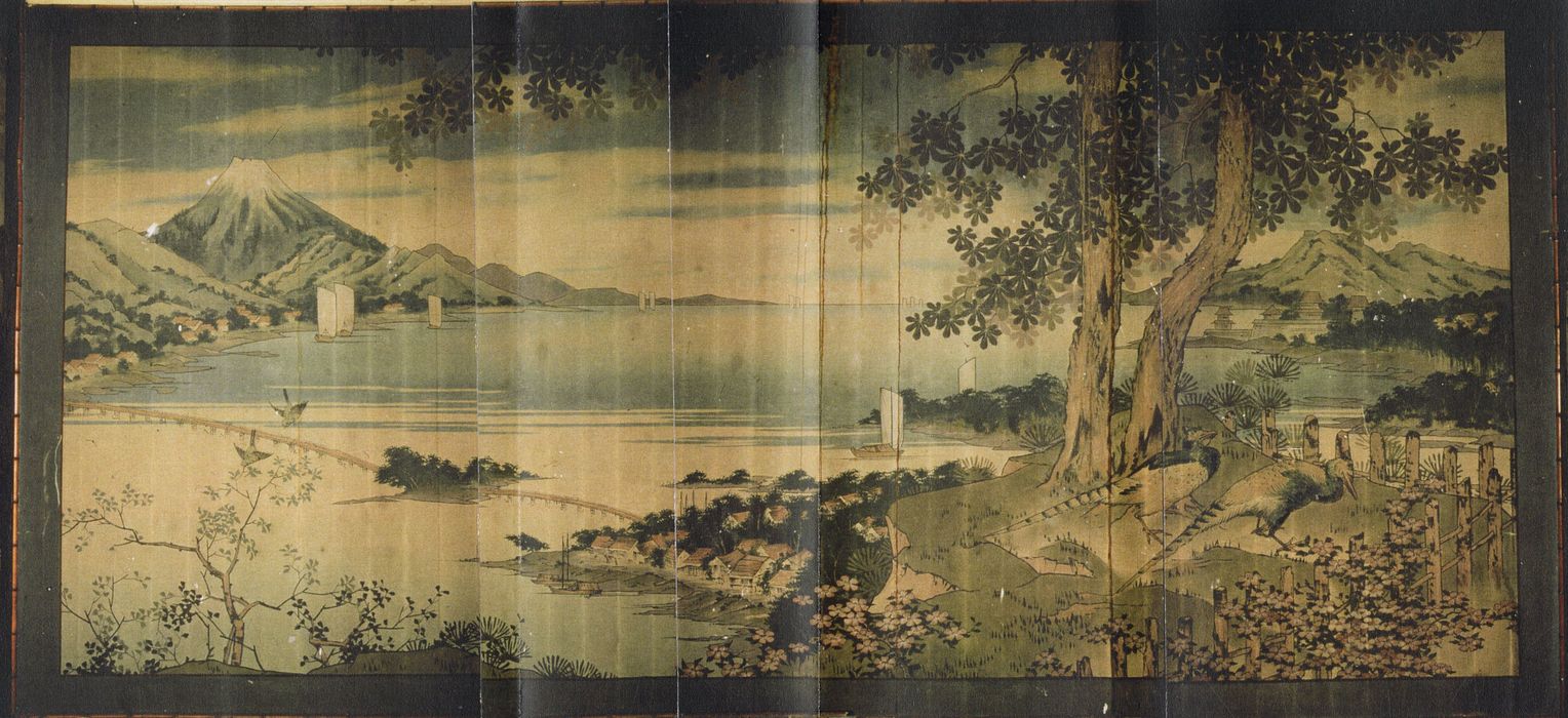 peinture sur toile japonisante, vue générale du mur nord-ouest (photocopie numérisée)