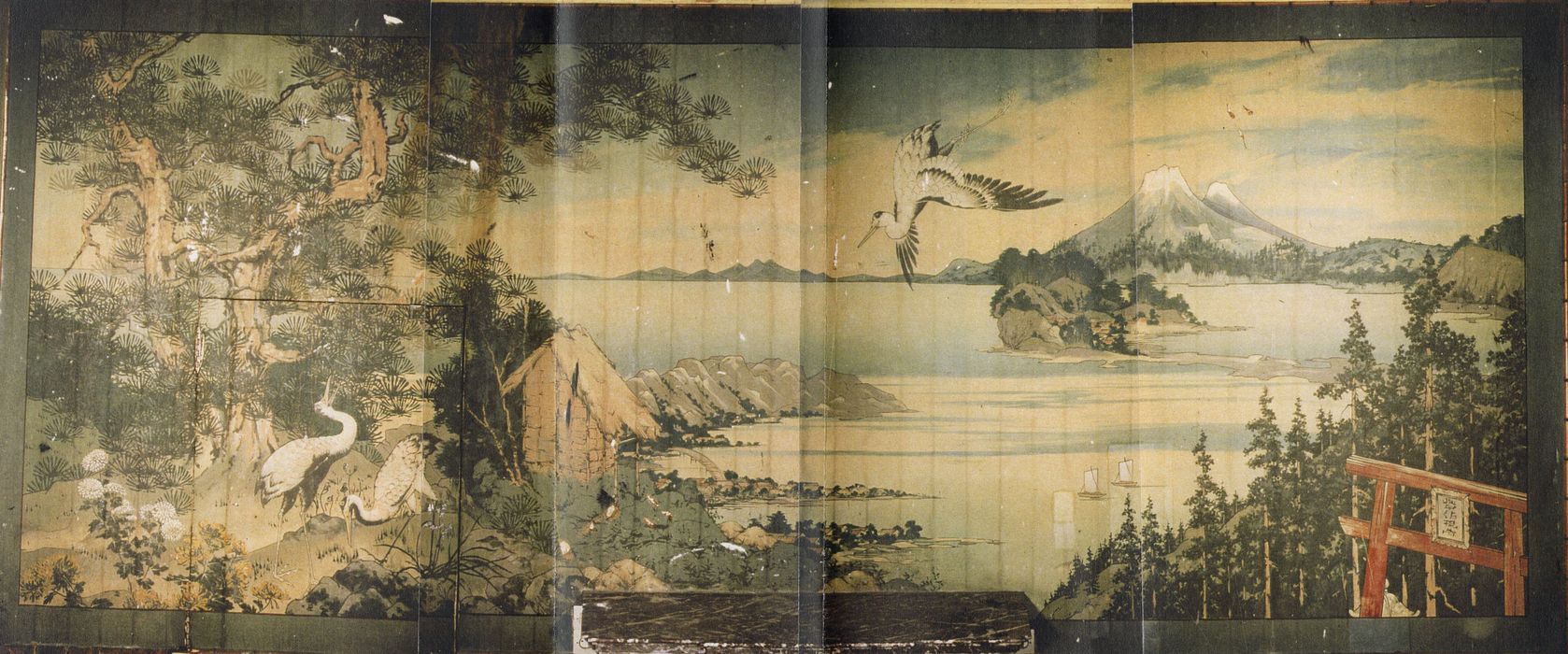 peinture sur toile japonisante, vue générale du mur nord-ouest (photocopie numérisée)