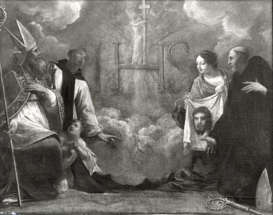 tableau : Adoration du Saint-Nom du Christ par quatre saints (L') 